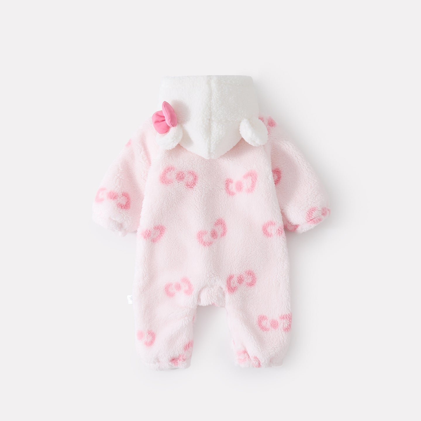 Printed Hooded Fleece Bodysuit for Baby Girls, Butterfly Print Warm Onesie