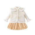 Fleece Lined Thickened Fur Trim Puff Skirt Set Women's Wear