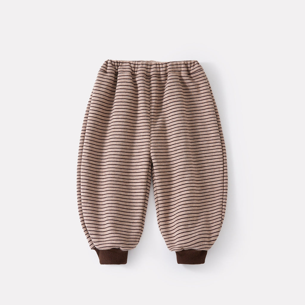 Fleece Outfit Set  Thickened Hoodie and Striped Pants Two-Piece Set