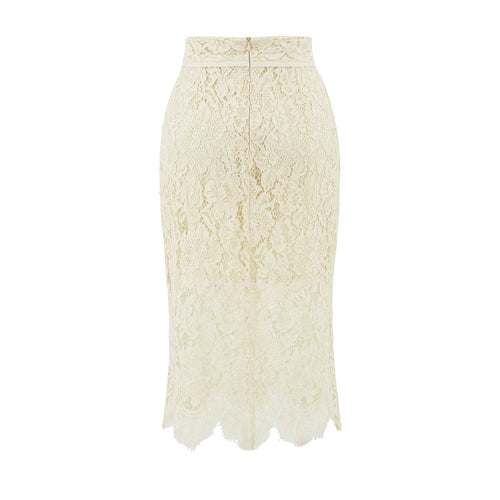 Black Hollow Lace Fitted High-End Women's Bodycon Mid-Length Skirt