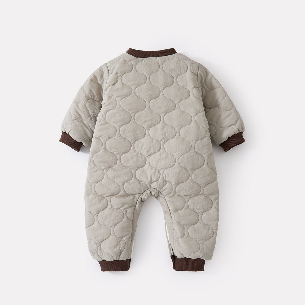 Fleece Cartoon Romper, Korean Style Thick Warm Baby One-Piece, Trendy Design