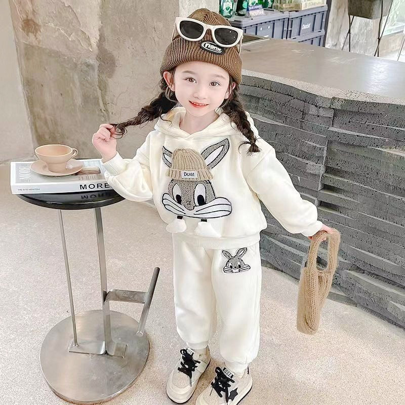 Chic Kids' Casual Hoodie Set,Two-Piece Outfit for Girls