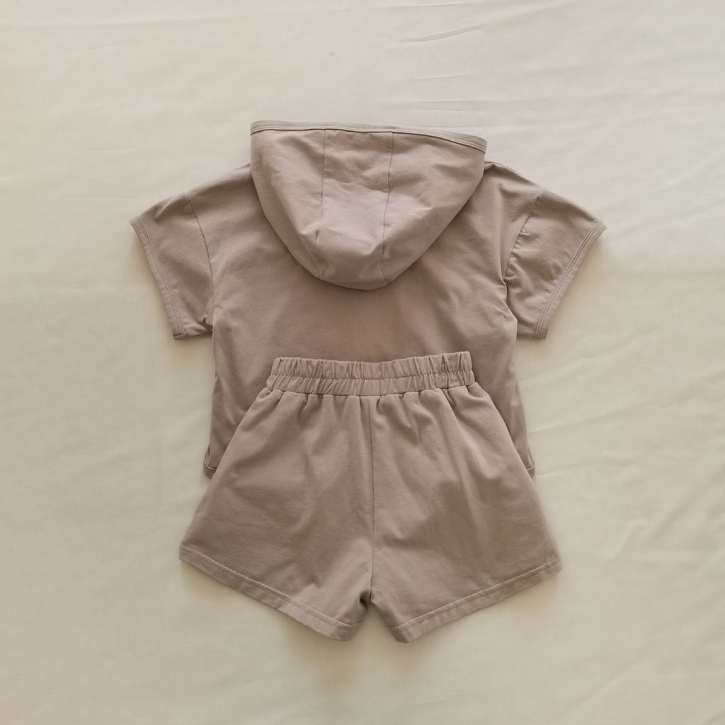 Letter hooded casual loose children's clothing two-piece set