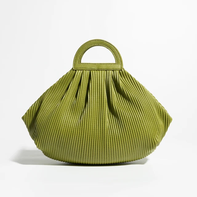Winter Trend Women Pleated Dumpling Top Handle Purse Ruched Stylish Crossbody Bag Retro Solid Color Hasp Shoulder Handbag