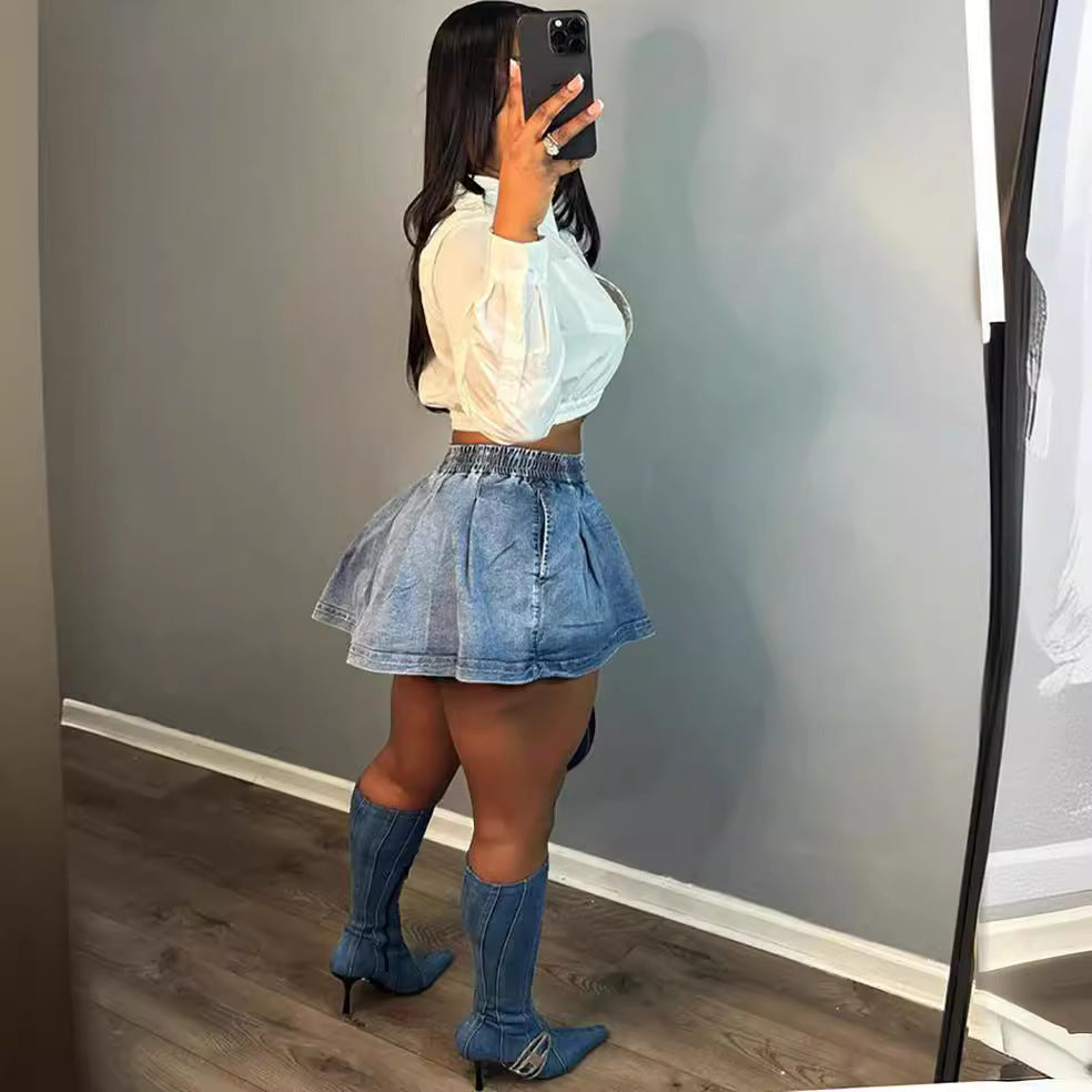 Women's High-Waisted Denim Skirt
