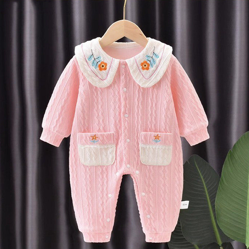 Baby Girl Romper Long Sleeve Infant Bodysuit Double Layer Seamless