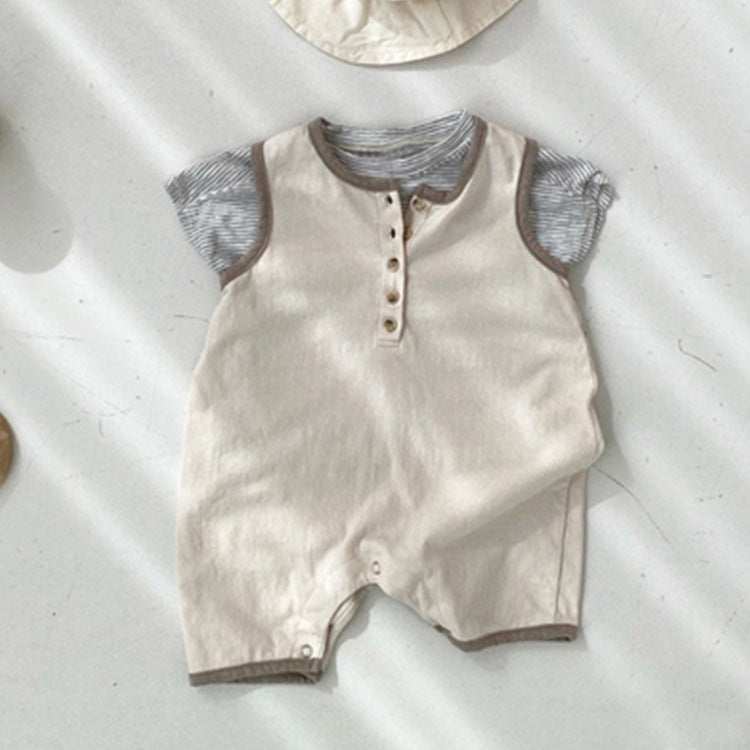 Baby and toddler casual round neck sleeveless hoodie crawling suit