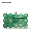 Acrylic bubble clutch bag women designer evening party box purse  new ivory green color handbag