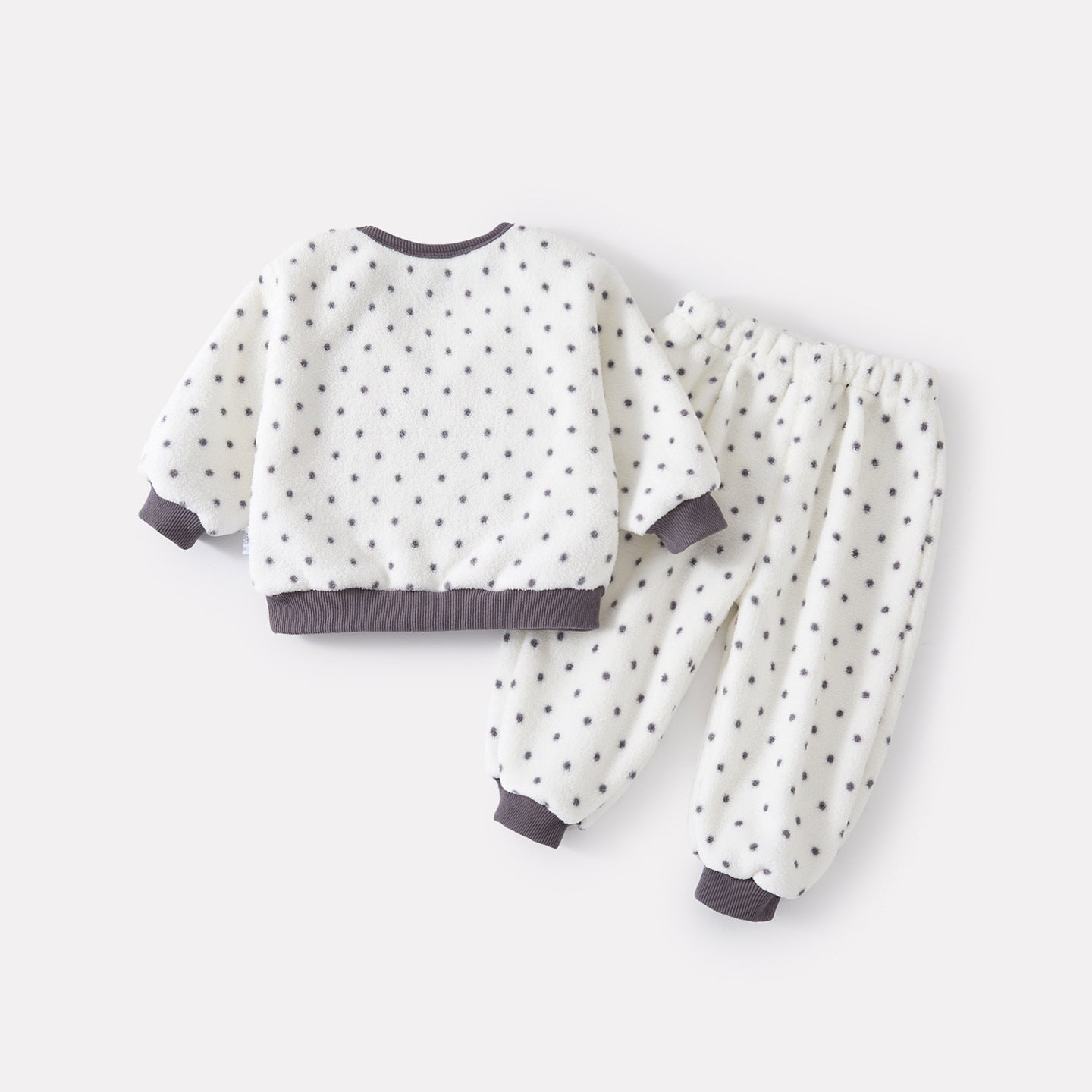 Polka Dot Fuzzy Loungewear Set for Girls, Thick Warm Two-Piece Home Wear