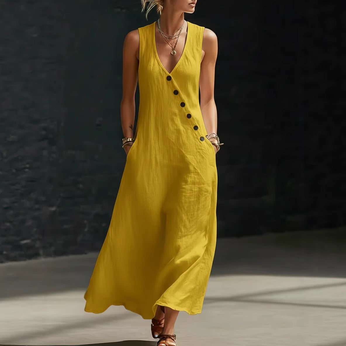 Style Vacation Casual V-Neck Sleeveless Tank Dress