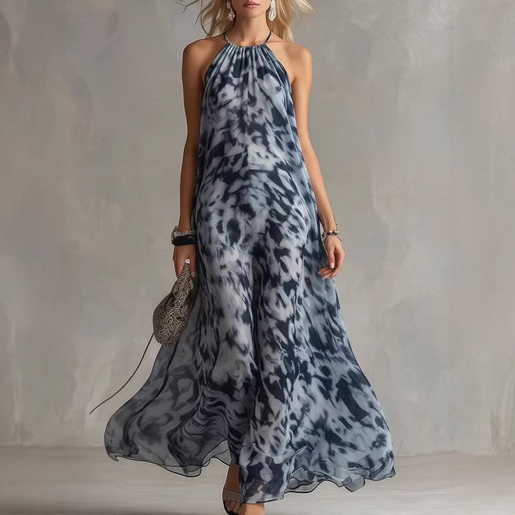 New Style Women's Strapless Printed Long Dress, Casual and Fashionable Shift Dress