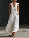 Style Vacation Casual V-Neck Sleeveless Tank Dress