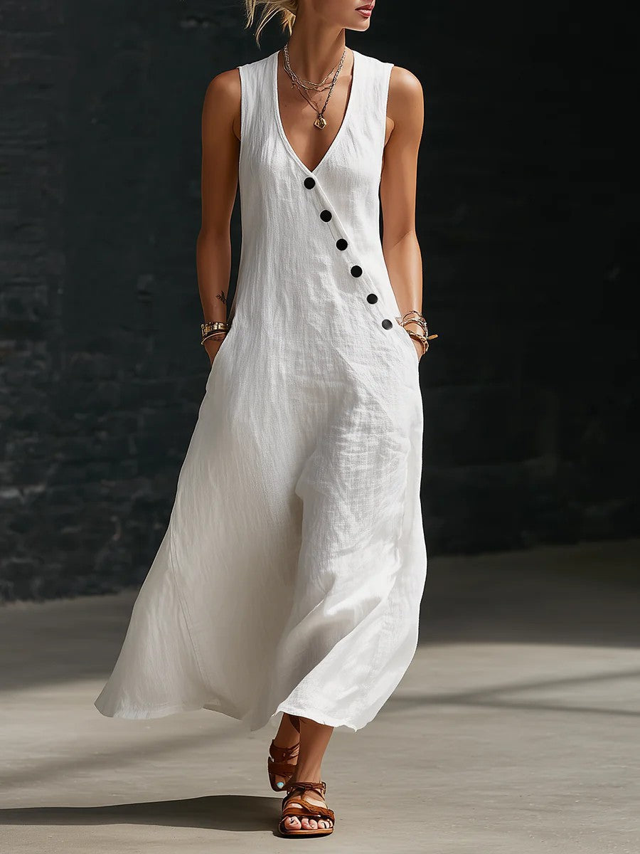 Style Vacation Casual V-Neck Sleeveless Tank Dress