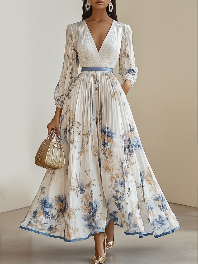 Long sleeved V-neck dress