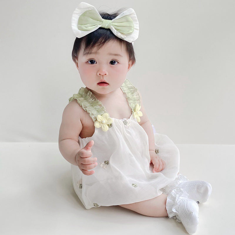 Newborn Baby Girl Triangular Romper, Princess Style, Sleeveless Bodysuit, Lightweight Onesie