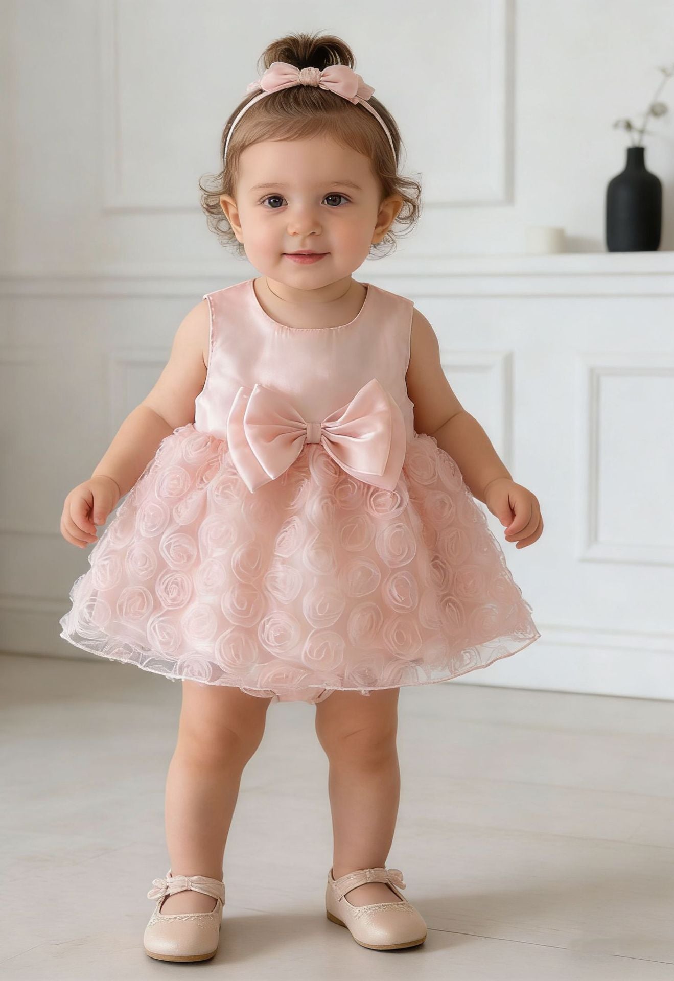 Kids Rose Dress Birthday Children's Formal Dress Princess Dress First Birthday