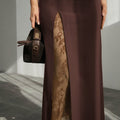 Side slit lace patchwork skirt