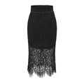 Black Hollow Lace Fitted High-End Women's Bodycon Mid-Length Skirt