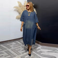 Vintage Patchwork Mid-length Denim Dress