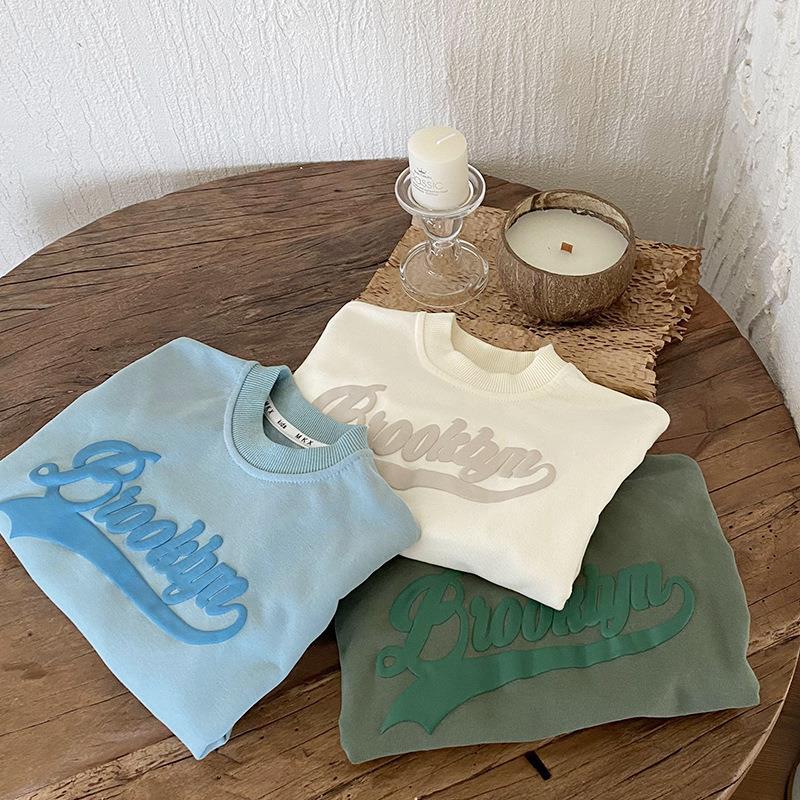 Printed sweatshirt children's retro round neck loop hoodie
