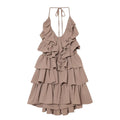 Chiffon halter neck layered decorative dress