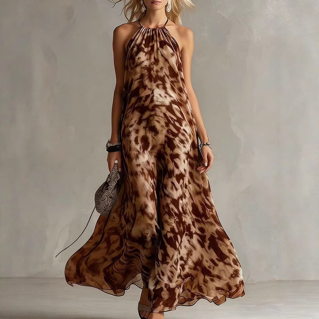 New Style Women's Strapless Printed Long Dress, Casual and Fashionable Shift Dress