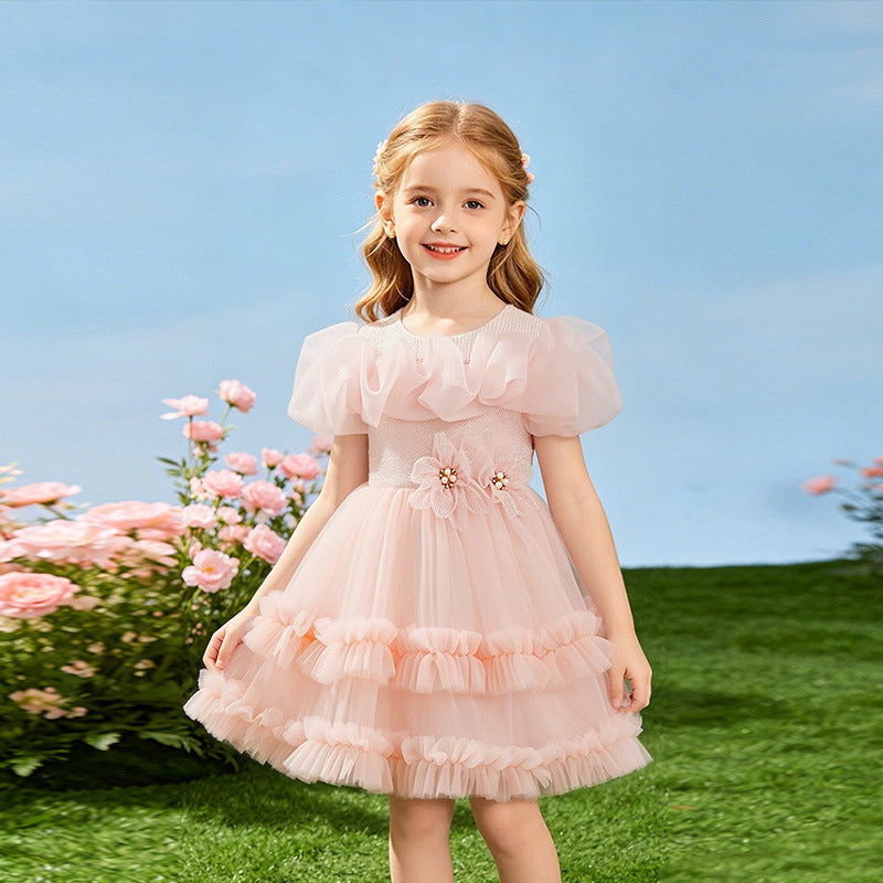 Children's fluffy mesh dress
