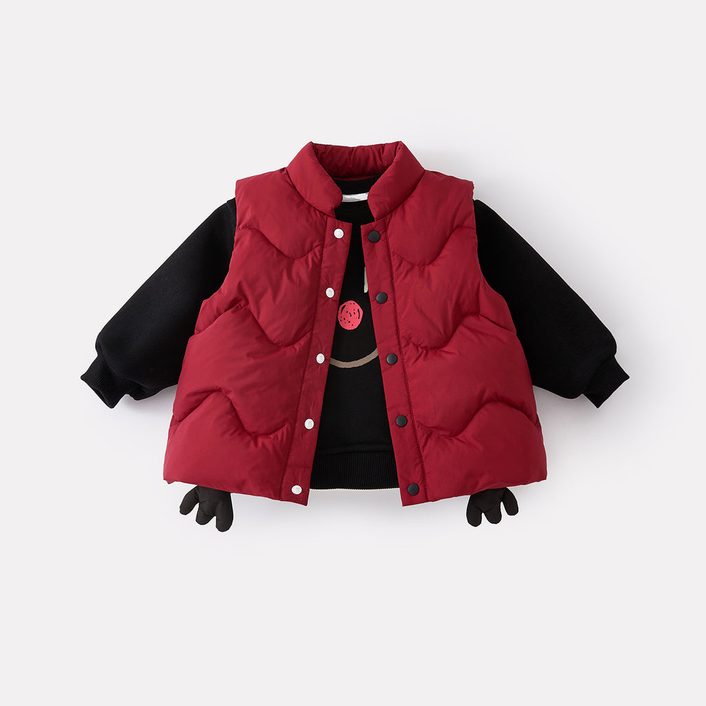 Thickened Vest Set for Toddlers and Babies, Boys' Outerwear with Fleece Hoodie and Pants