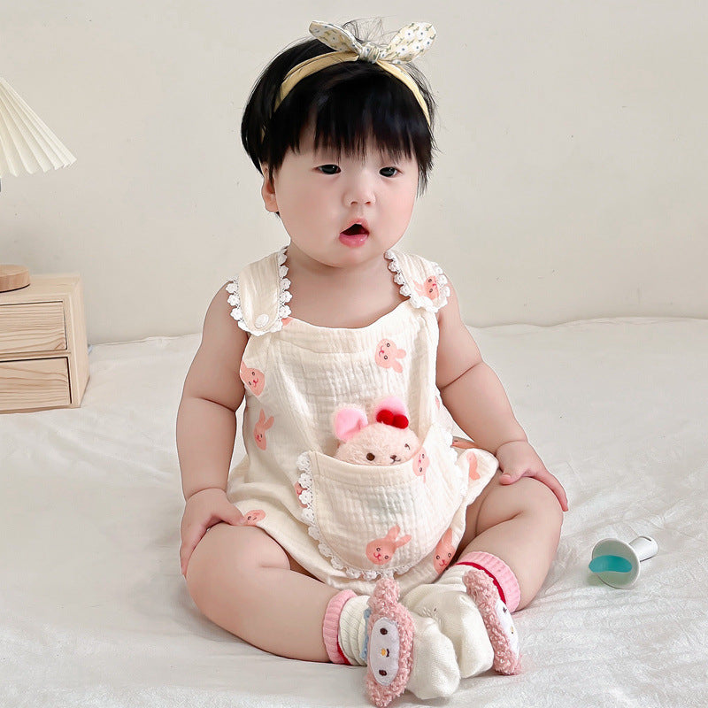 Cute Baby Triangular Romper Infant Bodysuit Newborn Cotton Muslin Onesie