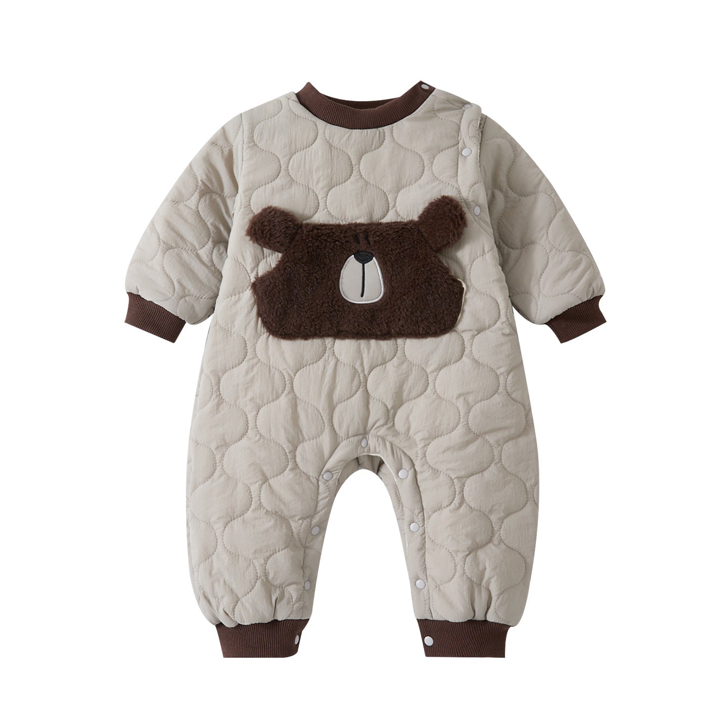 Fleece Cartoon Romper, Korean Style Thick Warm Baby One-Piece, Trendy Design