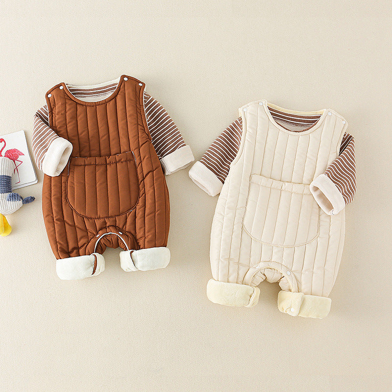 Two-Piece Set Fleece-Lined Thickened Pants for Boys and Girls
