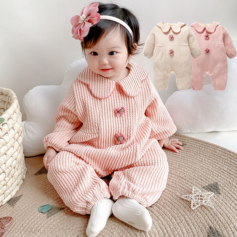 Baby Romper Princess Style Girls' Bodysuit Thickened Warm Newborn Outfit