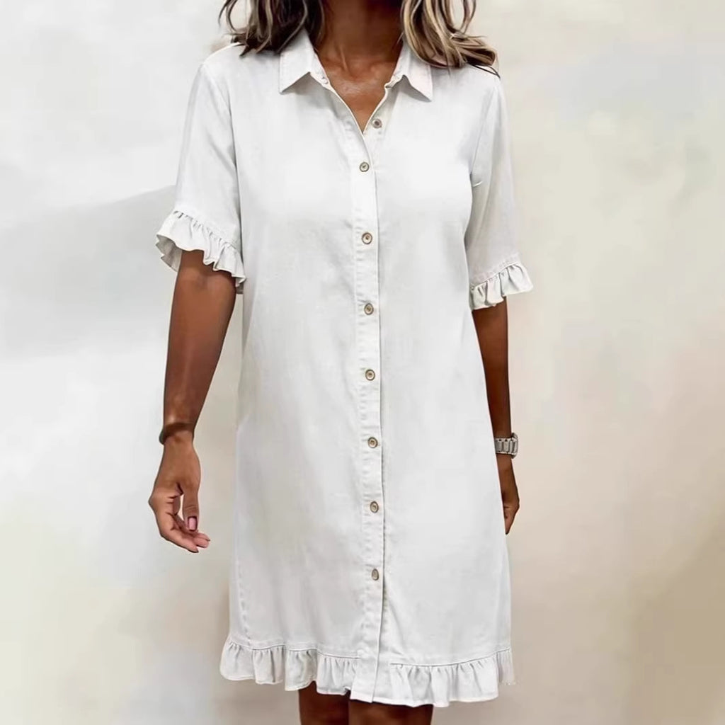 Loose shirt denim skirt