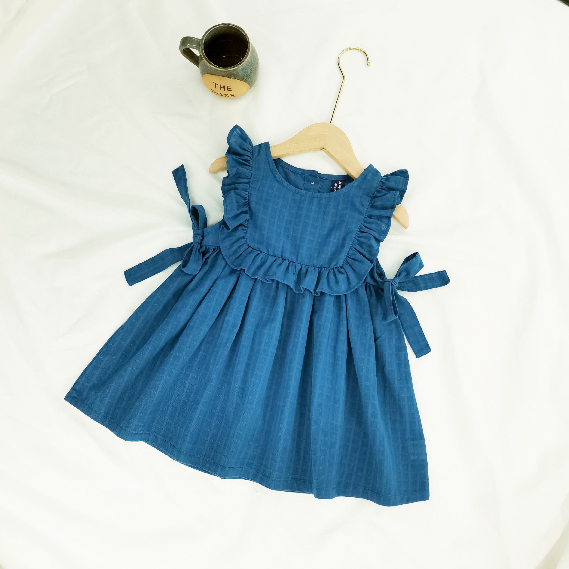 Cute ruffled sweet bow princess dress