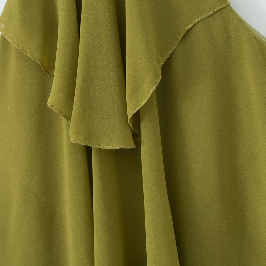 Mesh fabric layered decoration cake neck dress