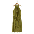Mesh fabric layered decoration cake neck dress