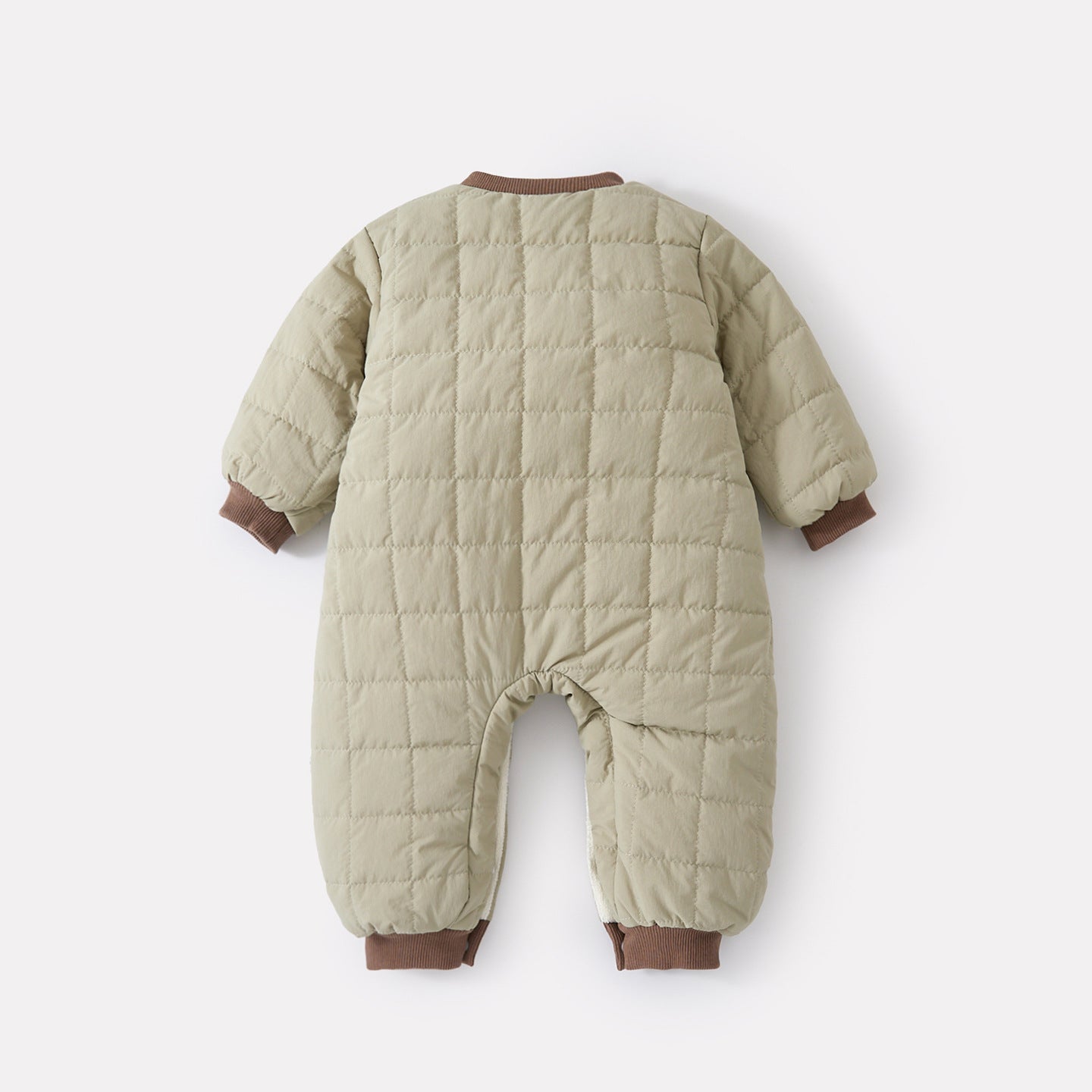Quilted Onesie Baby Korean-Style Pockets Fleece-Lined Thick Long Romper Fashion
