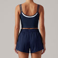 Women's Yoga Set Summer Bare-Feel Strap Top for Fitness Running Sports Tennis Shorts Sage Green