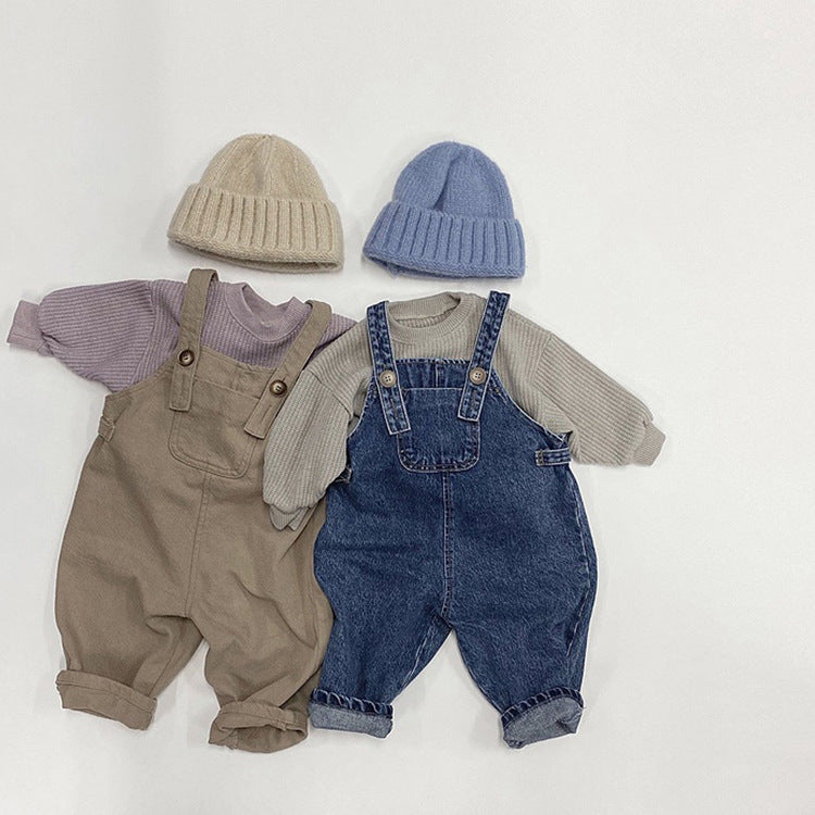 Retro straight leg jeans fisherman casual overalls