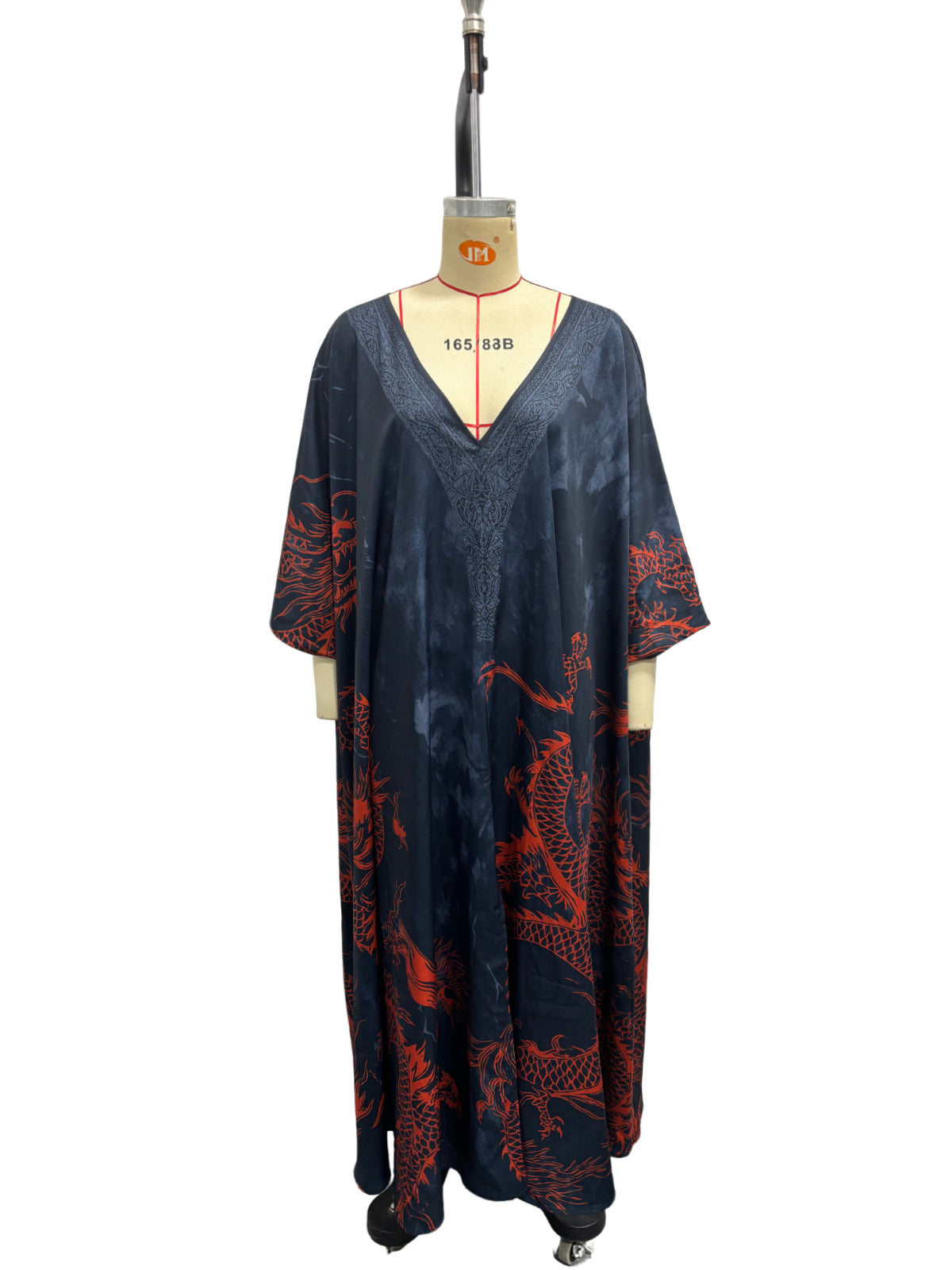 Dragon print beach vacation long dress outerwear