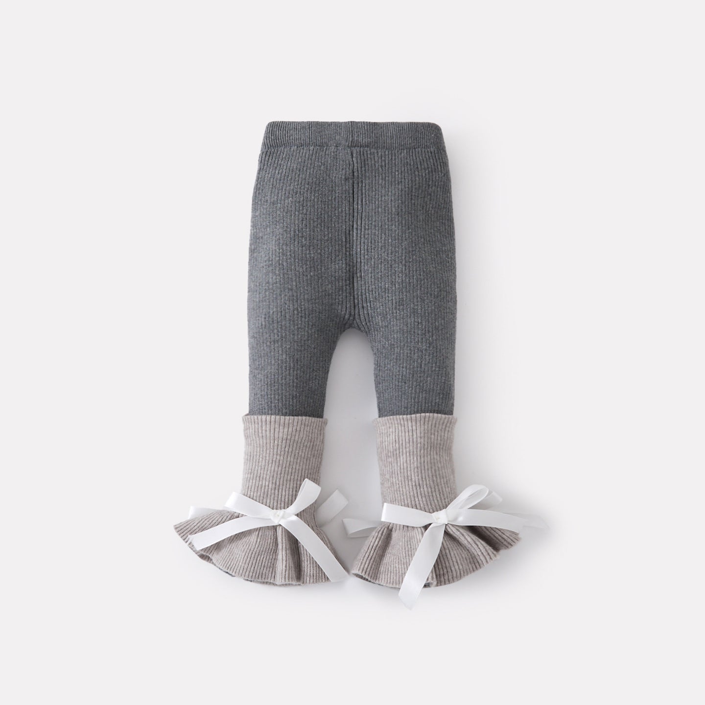 Baby Girls Fleece Lined Thick Knit Pants Cute Bow Bottoming Pants for Toddlers