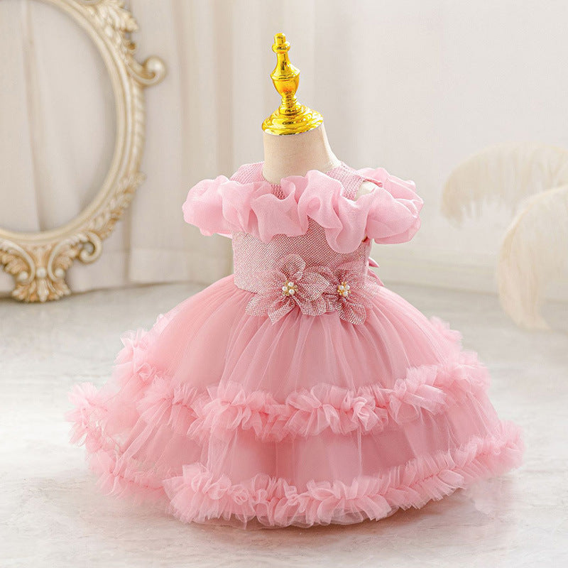 Children's fluffy mesh dress