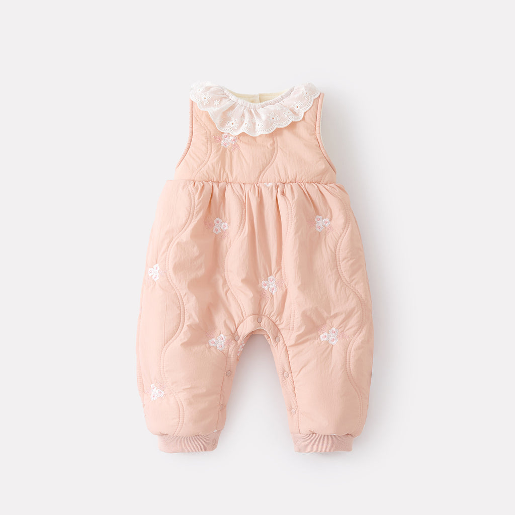 Fleece Lined Thickened Onesie Set Girls Baby Crawling Suit Knitwear Two-Piece Set