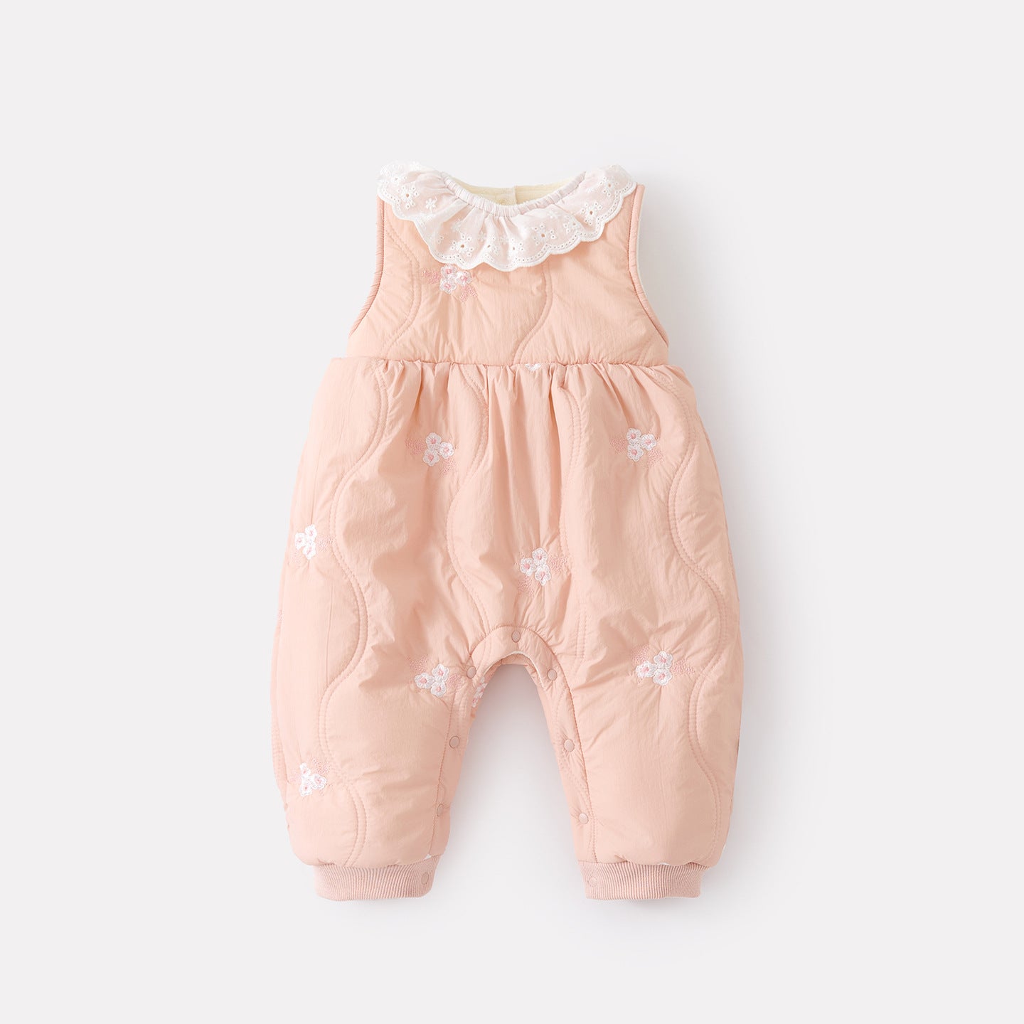 Fleece Lined Thickened Onesie Set Girls Baby Crawling Suit Knitwear Two-Piece Set