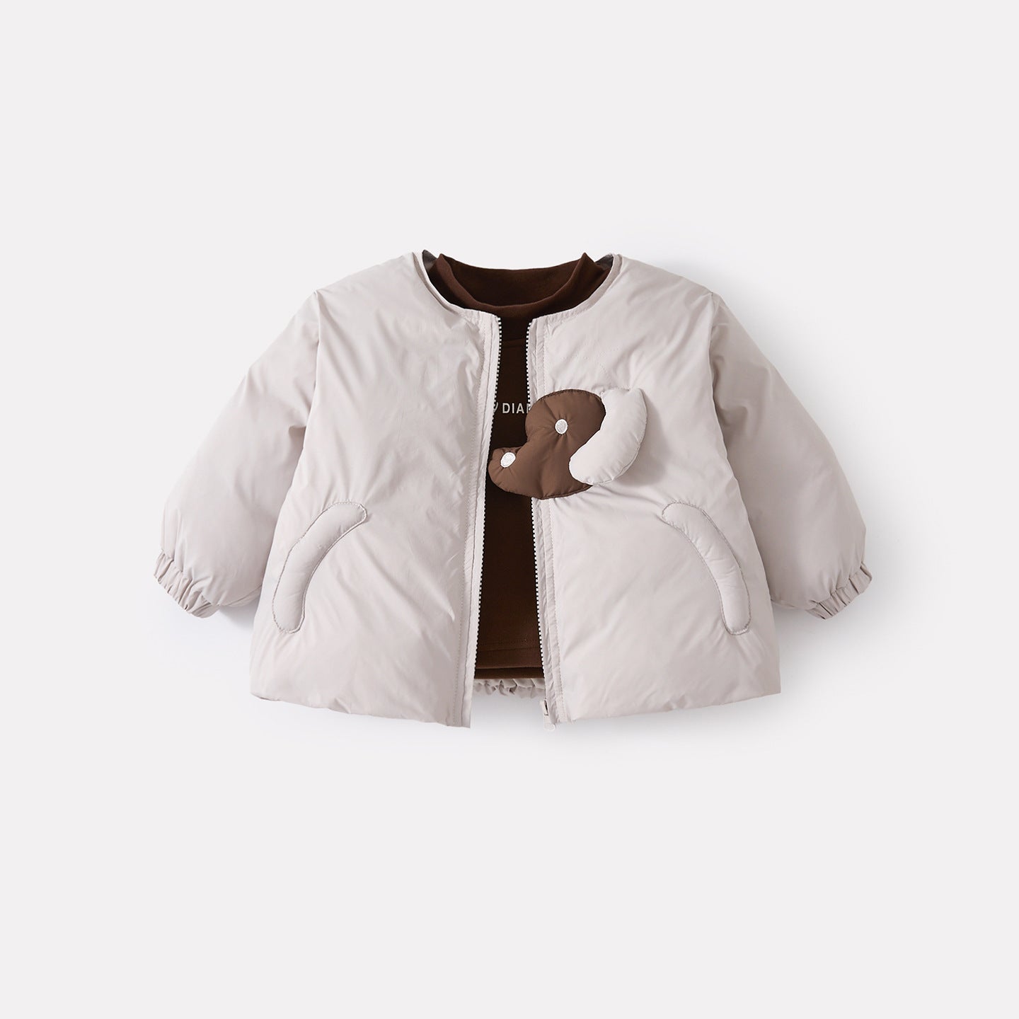 Down Winter Jacket Set, Korean Style Warm Casual Three-Piece Outfit