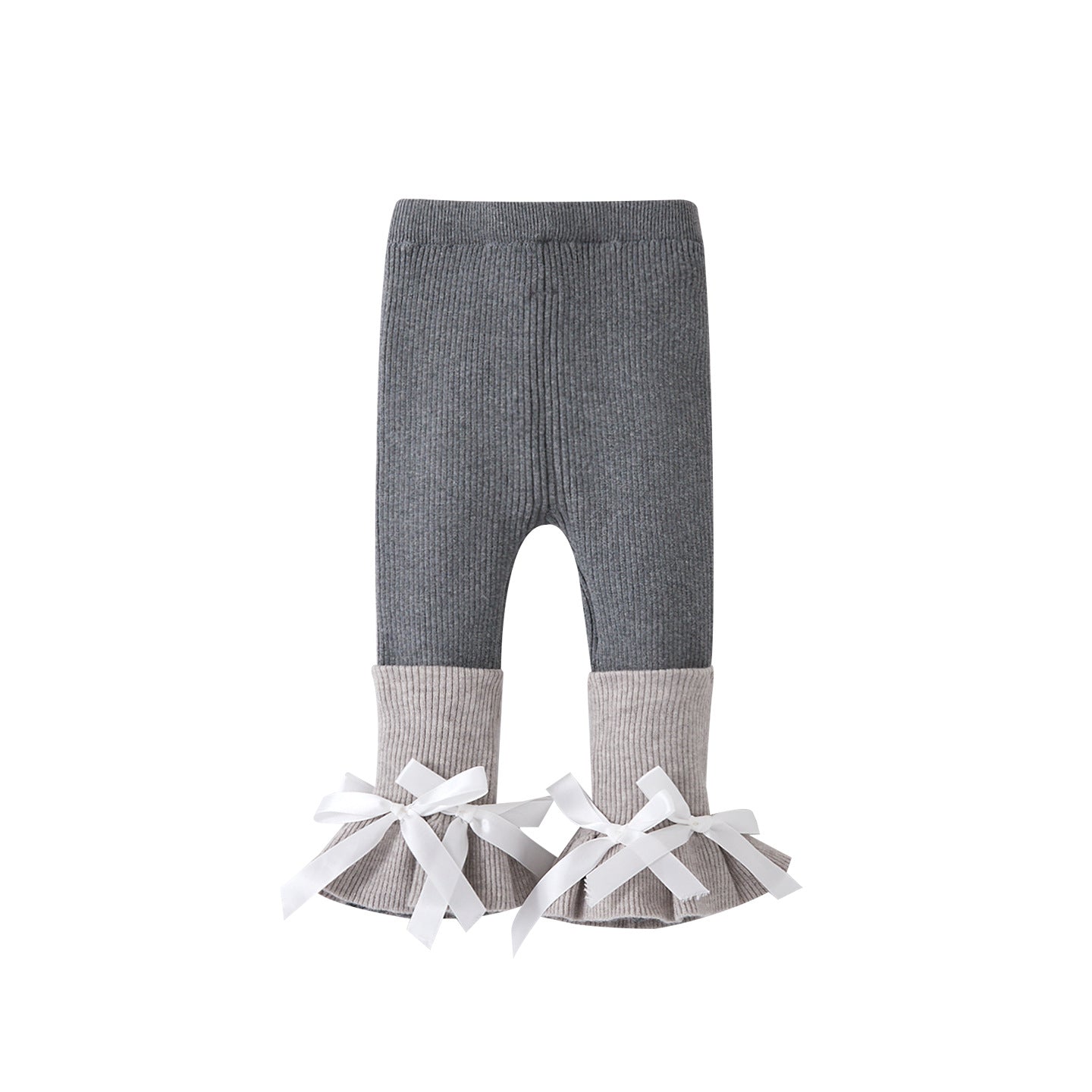 Baby Girls Fleece Lined Thick Knit Pants Cute Bow Bottoming Pants for Toddlers