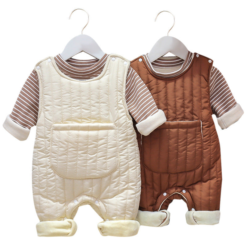 Two-Piece Set Fleece-Lined Thickened Pants for Boys and Girls