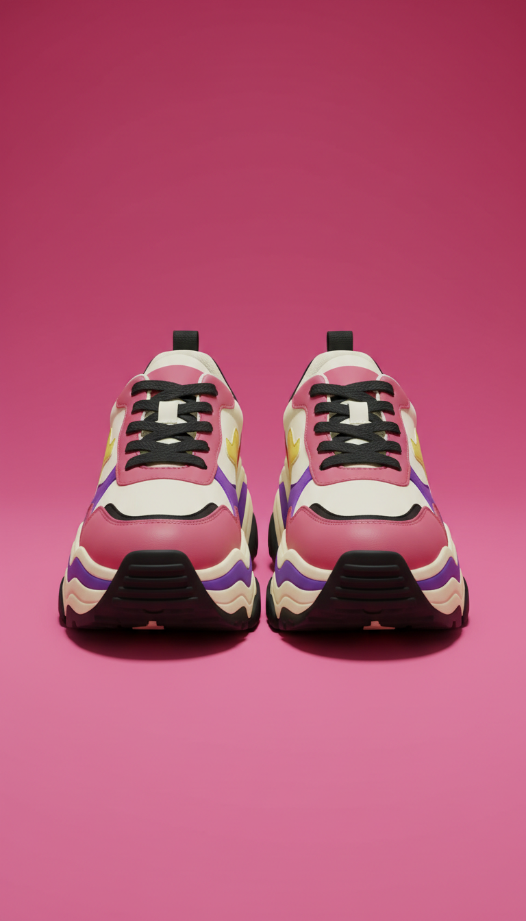 Chunky Platform Sneakers Faux Leather